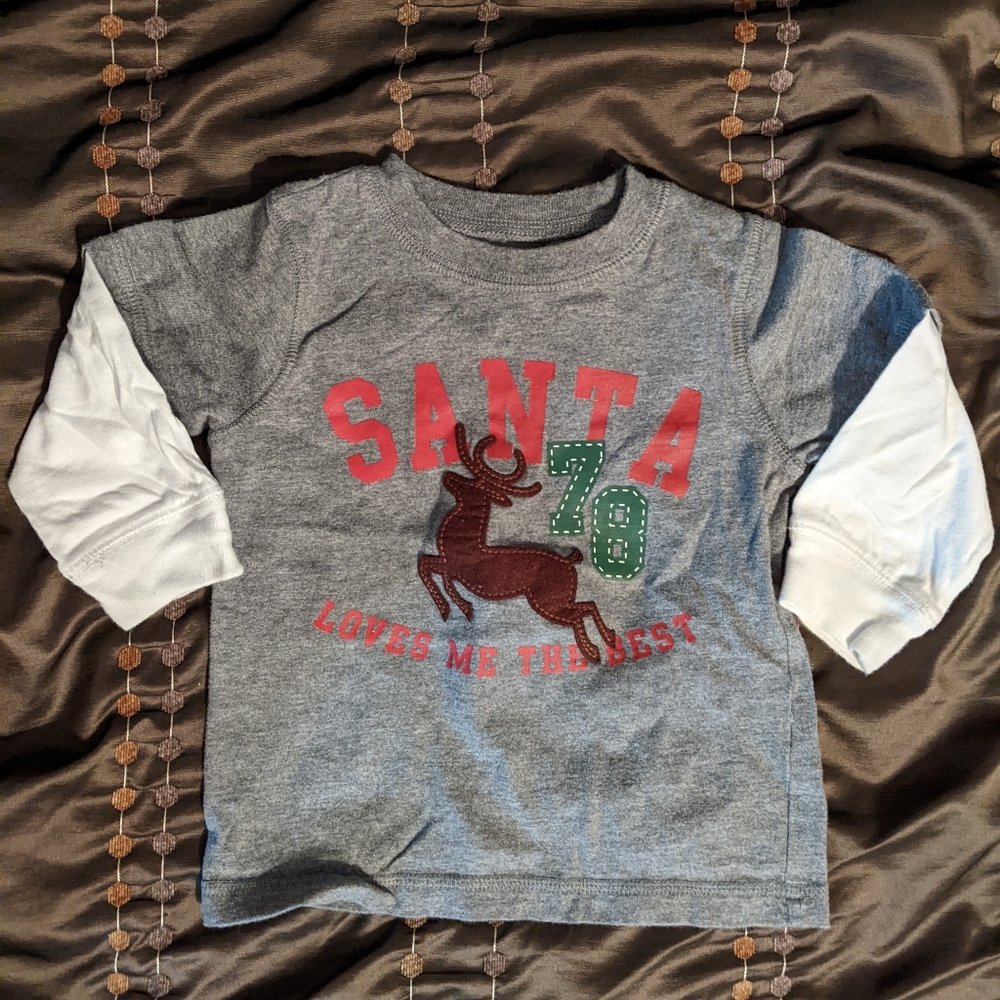 Long Sleeve "Santa Loves Me the Best" Tee, size 18 months